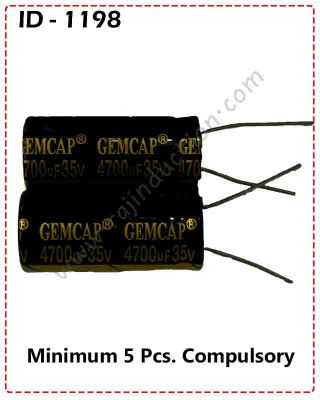 {ID - 1198} Gemcap 4700uf 35 Volt 105°C Capacitor Size-16x35 5 Pcs. Price =