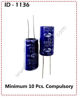 {ID - 1136} 6800uf 25Volt Capacitor (New) 10 Pcs. Price =