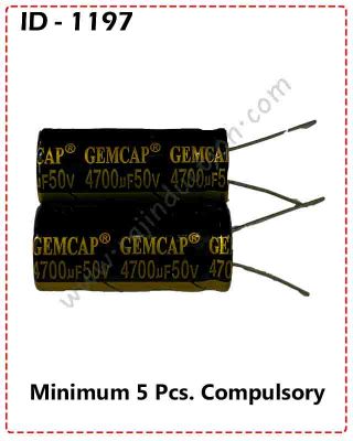 {ID - 1197} Gemcap 4700uf 50 Volt 105°C Capacitor Size-18x40 5 Pcs. Price =