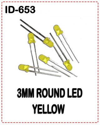 {ID – 653} 3MM ROUND YELLOW LED 50 Pcs Price =