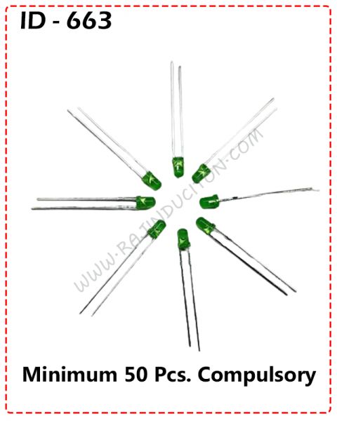 {ID - 663} - 3mm round led green 50 Pcs. Price = 