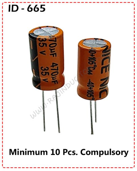 {ID - 665} - NICE 470uf 35V (Size - 10x17 105C) 10 Pcs. Price =