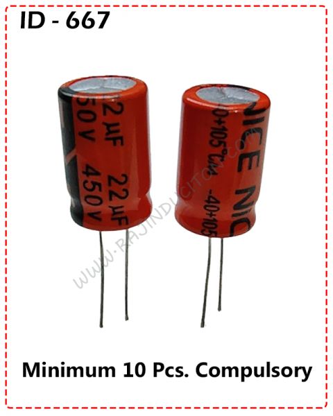 {ID - 667} - NICE 22uf 450V (Size - 13x21 105C) 10 Pcs. Price =