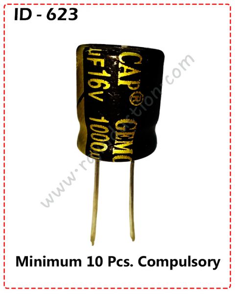 {ID – 623} CAPACITOR 1000UF, 16 VOLT 10Pcs Price =