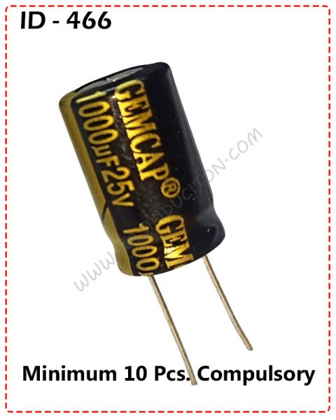 {ID - 466} - 1000uF 25V. Capacitor 10 Pcs. Price = 